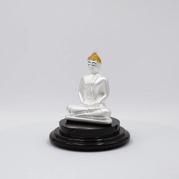 999 Pure Silver Buddha Statue Statue for Pooja, Gift, and Car Dashboard