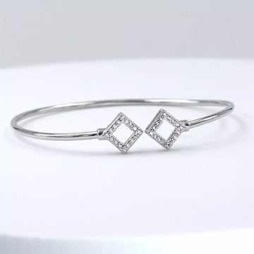 925 Silver Adjustable Bracelet for Women with 2 American Diamonds