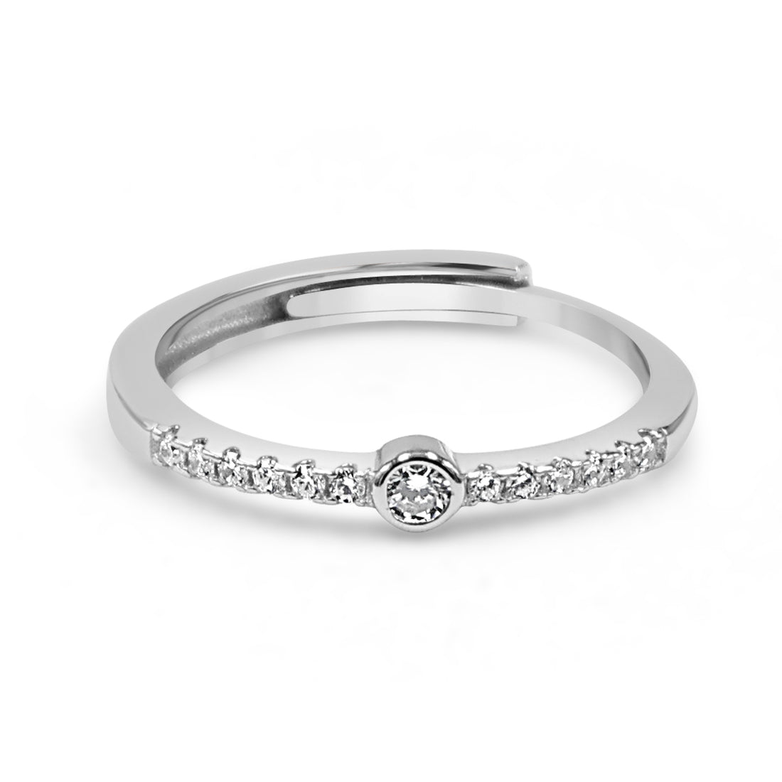 92.50 Silver Diamond love Ring Adjustable
