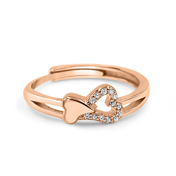 925 Silver Adjustable American Diamond Heart Ring (RR1024)