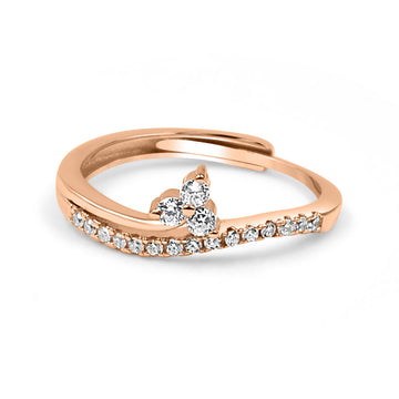 925 Silver Adjustable American Diamond Ring – Gold, Rose Gold & Silver (RR1015)