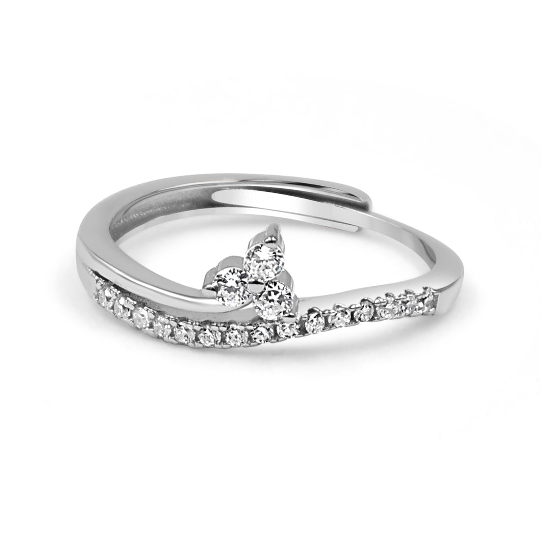 925 Silver Adjustable American Diamond Ring – Gold, Rose Gold & Silver (RR1015)