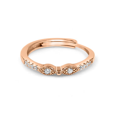 925 Silver Adjustable American Diamond Ring – Gold, Rose Gold & Silver (RR1014)