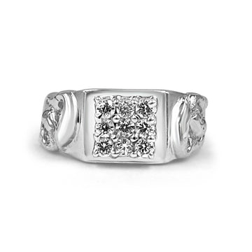 925 Silver Fish Design American Diamond Ring for Men (RR1224)