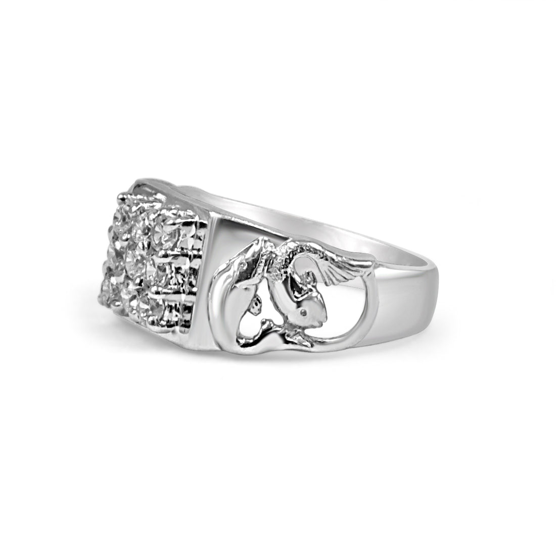 925 Silver Fish Design American Diamond Ring for Men (RR1224)