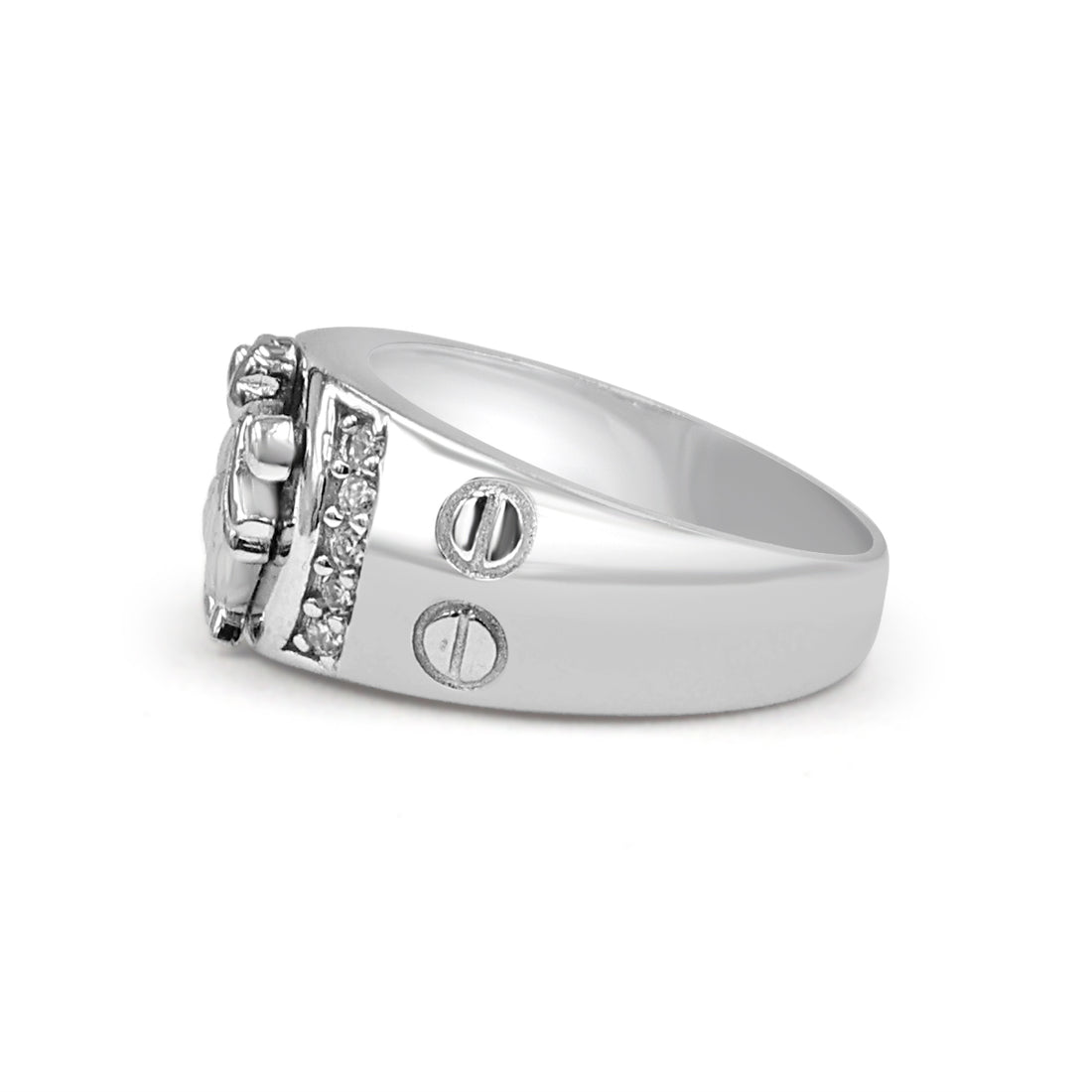 925 Silver Anjaneya American Diamond Ring for Men (RR1231)