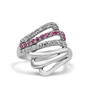 925 Silver Pink American Diamond Ring for Women (RR1183)