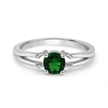 925 Silver Green American Diamond Ring for Women (RR1188)