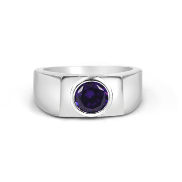 925 Silver Violet American Diamond Ring for Men (RR1212)
