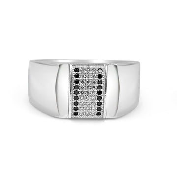 925 Silver Black American Diamond Ring for Men (RR1146)