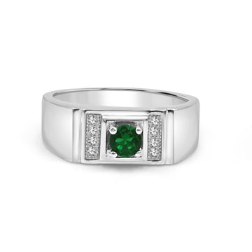 925 Silver Green American Diamond Ring for Men (RR1147)