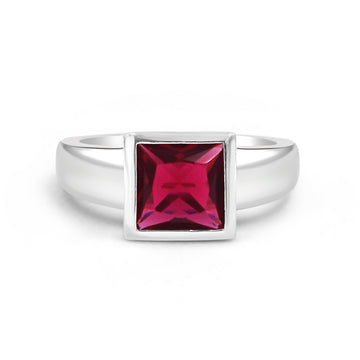 925 Silver Red American Diamond Ring for Men