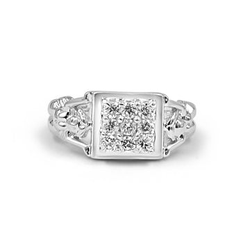 925 Silver Nine-Stone American Diamond Ring for Men