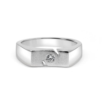 925 Silver Single White American Diamond Ring for Men