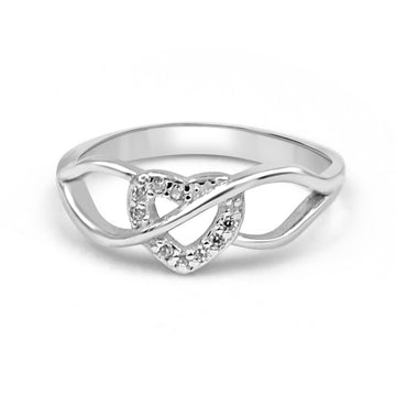 925 Silver American Diamond Heart Ring for Women (RR1140)
