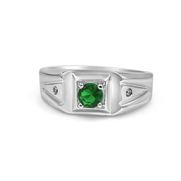 925 Silver Green American Diamond Ring for Men (RR1227)