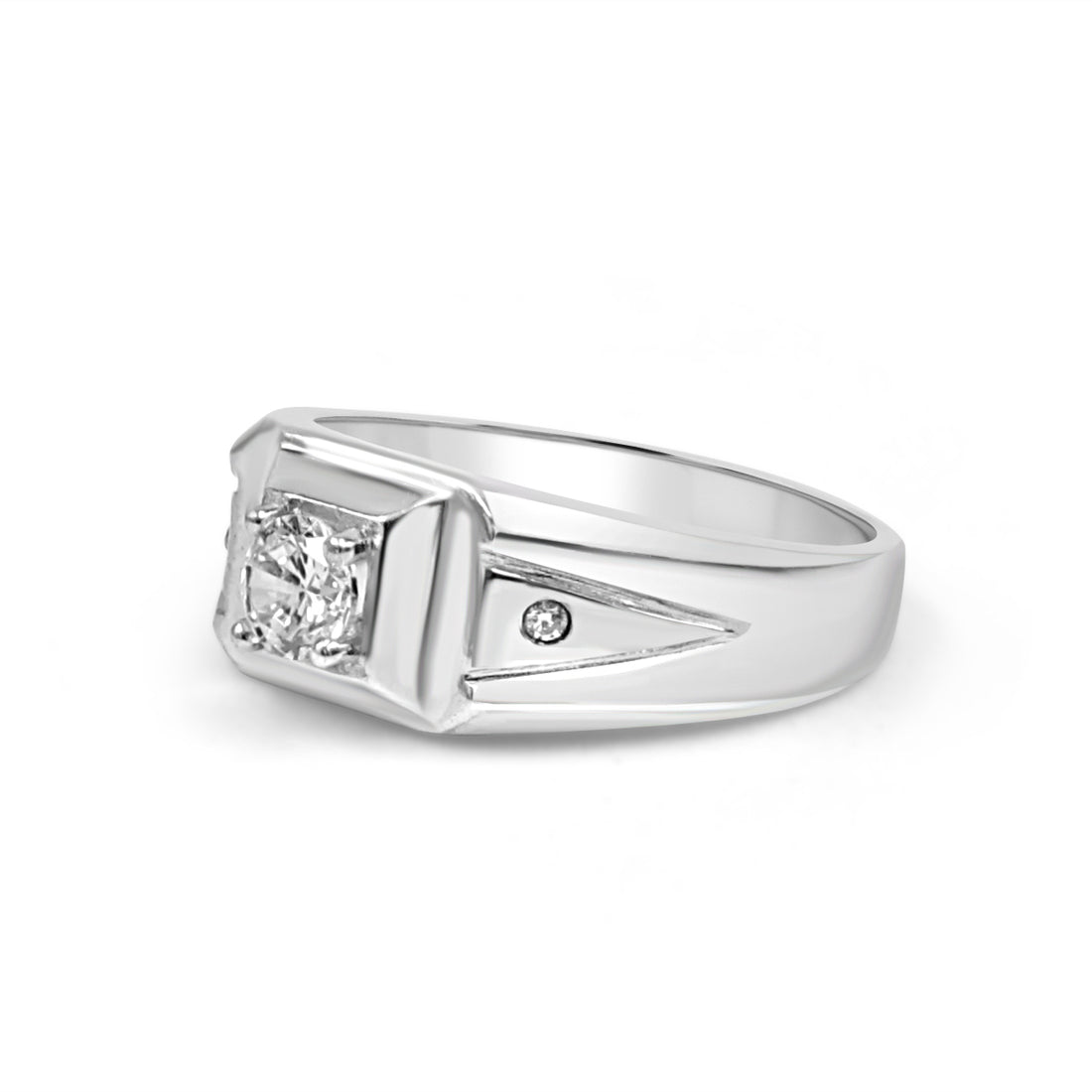 925 Silver 3-Stone American Diamond Ring for Men (RR1225)