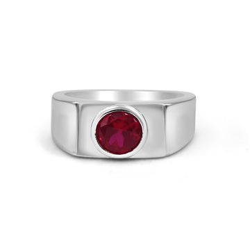 925 Silver Red American Diamond Ring for Men (RR1228)