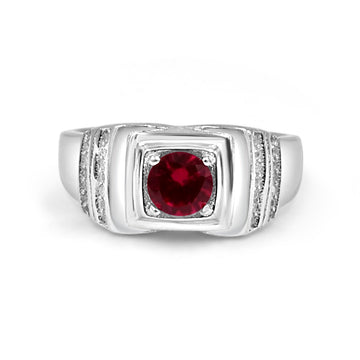 925 Silver Red American Diamond Ring for Men (RR1216)