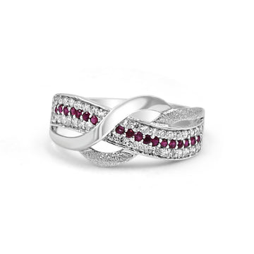 925 Silver Red American Diamond Ring for Women (RR1219)