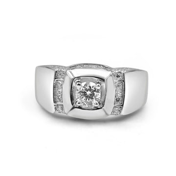 925 Silver Octagon American Diamond Ring for Men (RR1218)