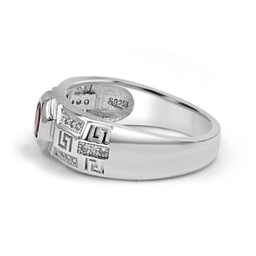 925 Silver Red American Diamond Ring for Men (RR1217)