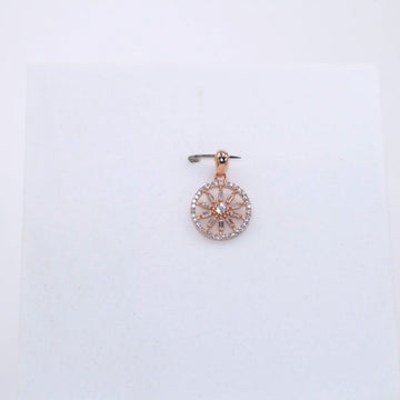 925 Silver Rose Gold American Diamond Wheel Pendant