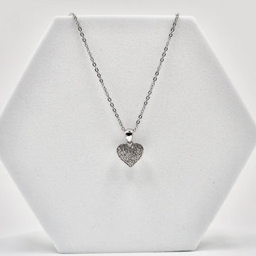 925 Silver American Diamond Heart Pendant with Chain (PWD1024)