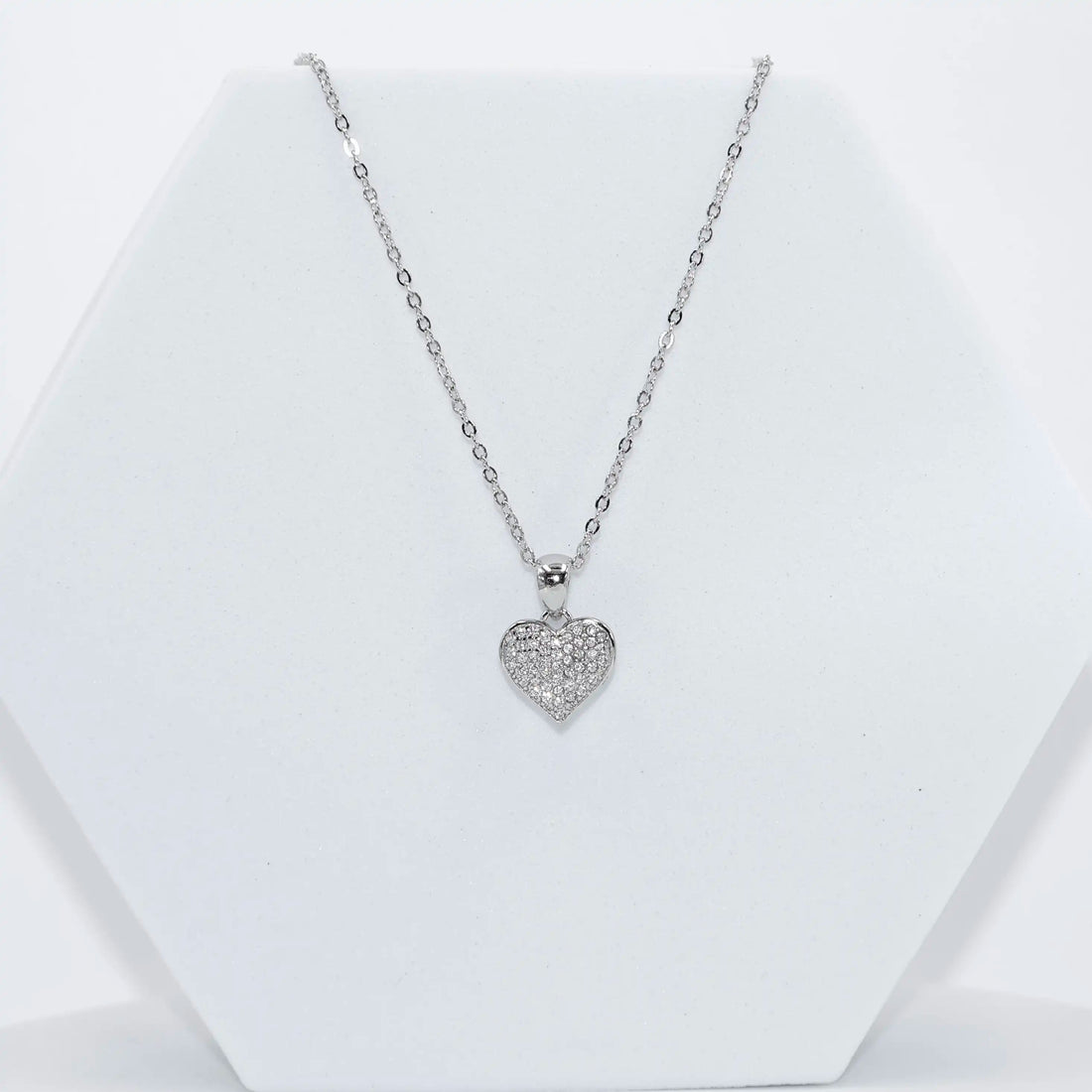 925 Silver American Diamond Heart Pendant with Chain (PWD1024)