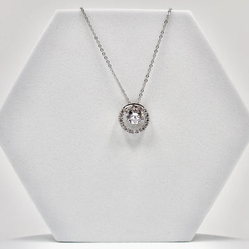 925 Silver Moon American Diamond Pendant with Chain