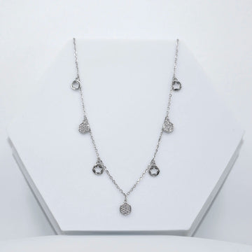 925 Silver Rose Gold Mini Necklace with 7 American Diamond Hangings