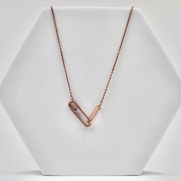 925 Silver Rose Gold American Diamond Link Chain