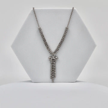 925 Silver American Diamond Necklace with Hangings